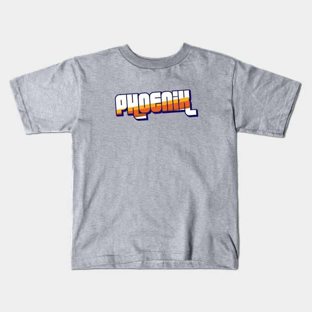 Retro Phoenix Word Art with Stripes Kids T-Shirt by SLAG_Creative